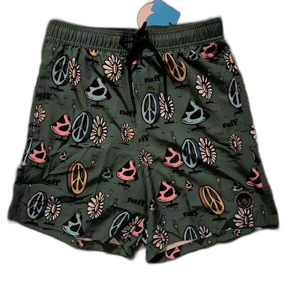 Neff Other - NWT Neff Men's Novelty Print Swim Trunks with Stretch, 7" Inseam